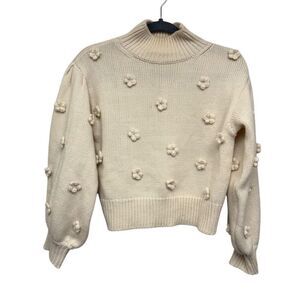 ASTR beige floral embroidered Crewneck sweater size XS